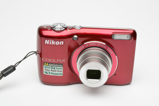 Nikon Coolpix L26 Digital Point&Shoot 16.1MP (Burgundy), Nice & Clean