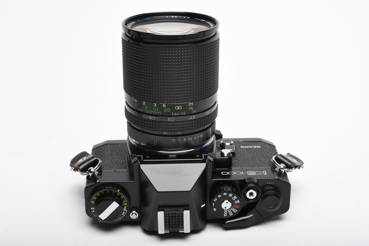 Sears KS1000 35mm SLR w/Access 28-80mm f3.5-4.5 zoom lens, winder strap, new seals