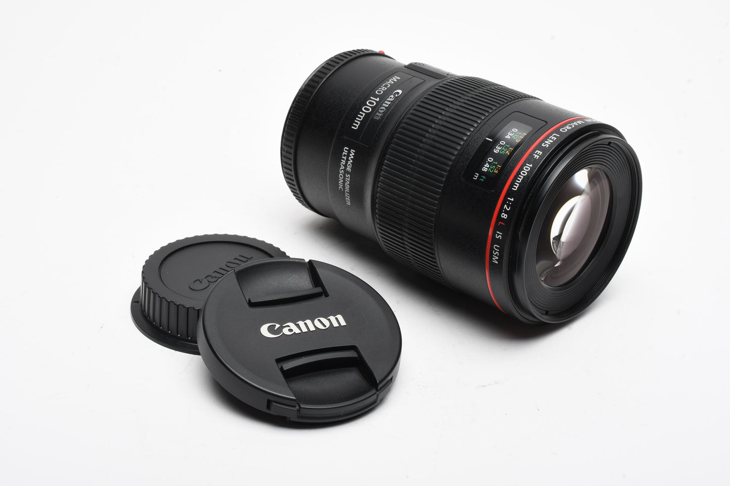 Canon EF 100mm f2.8L IS Macro USM lens, caps, very sharp, Mint-