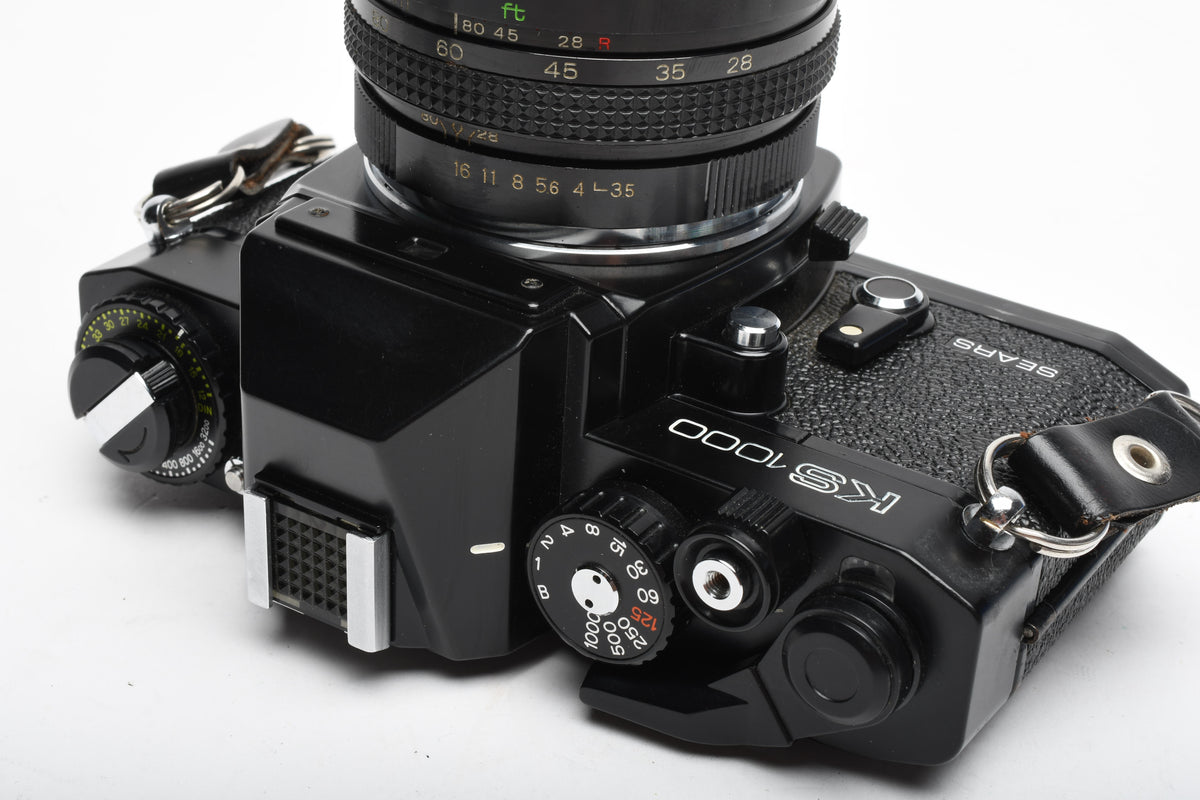 Sears KS1000 35mm SLR w/Access 28-80mm f3.5-4.5 zoom lens, winder strap, new seals
