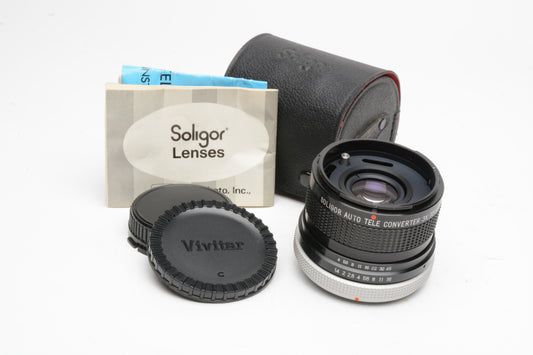 Soligor 3x Teleconverter for Canon FD lenses onto Canon EF body, caps, case