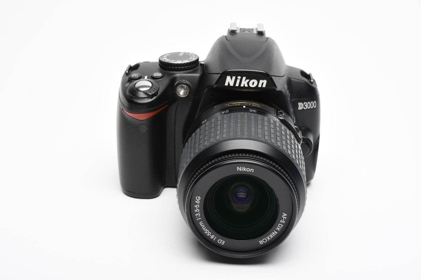 Nikon D3000 DSLR w/Nikkor AFS 18-55mm f3.5-5.6G Lens, Batt, Charger, 25K Acts