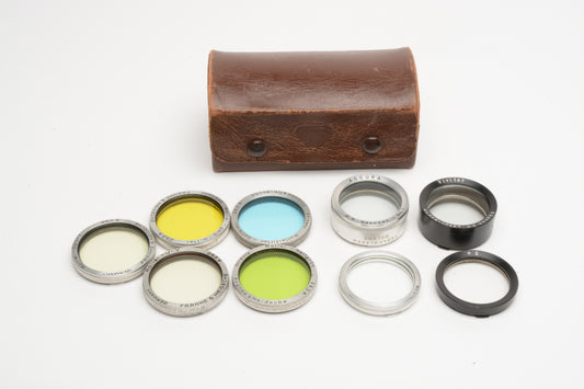 Set of 9 28.5mm filters Rollei Hellgrun, UV, Sport, Gelb, Hellblau + Close-ups