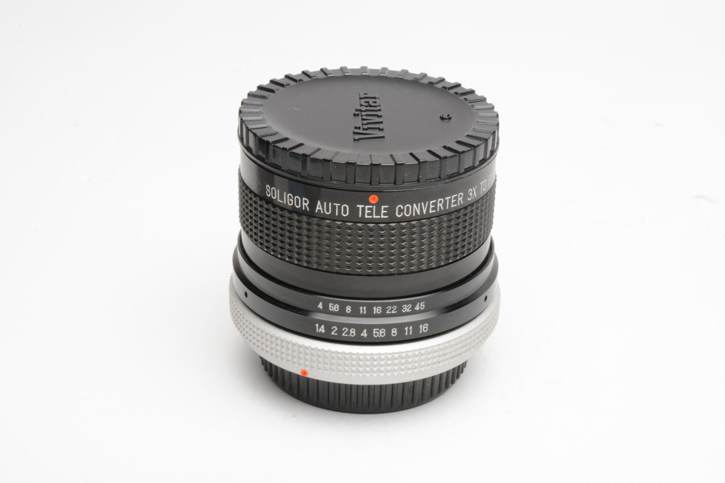 Soligor 3x Teleconverter for Canon FD lenses onto Canon EF body, caps, case