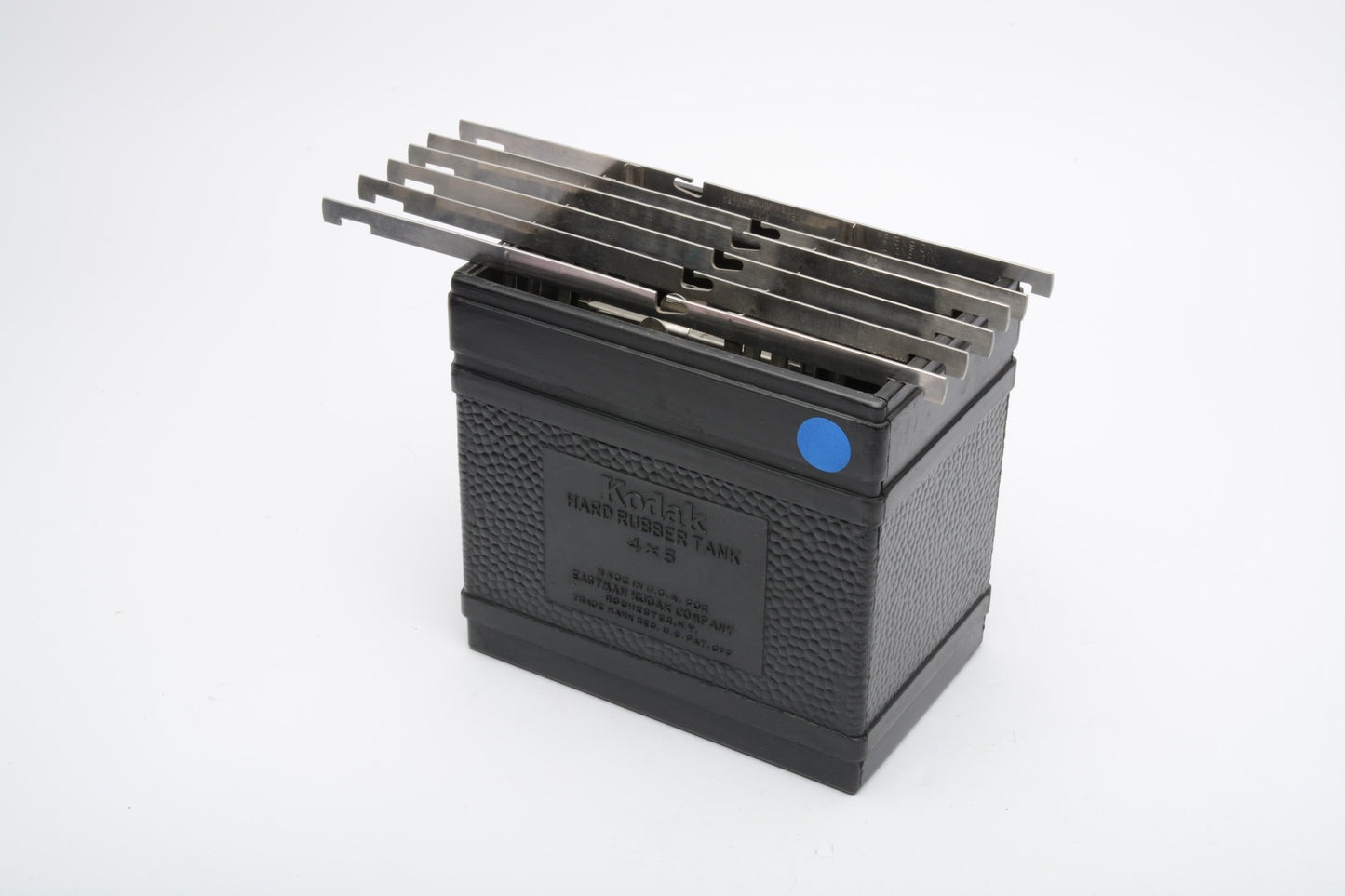 Kodak 4x5 hard rubber developing tank w/6X 2 1/2 x 3 1/2 film holders