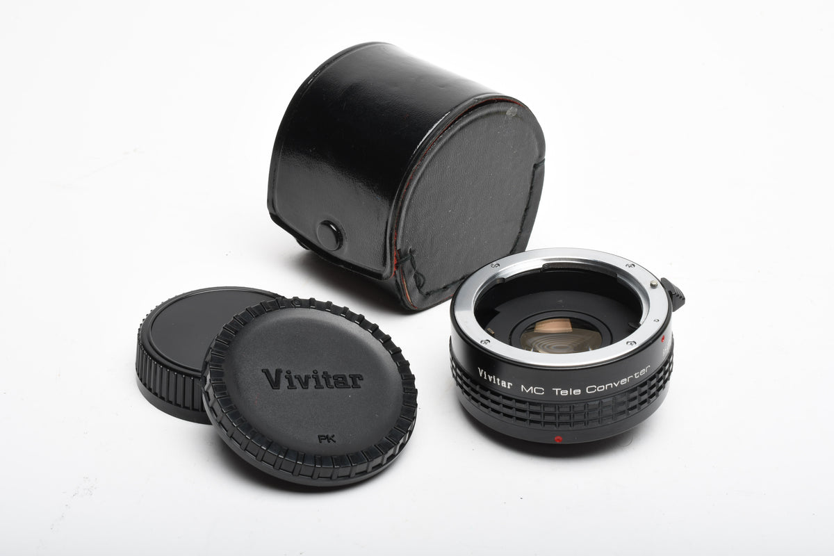 Vivitar MC 2X-22 Teleconverter for Pentax PK mount, caps + case