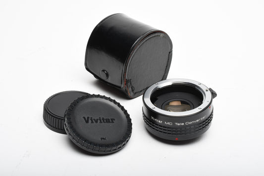 Vivitar MC 2X-22 Teleconverter for Pentax PK mount, caps + case