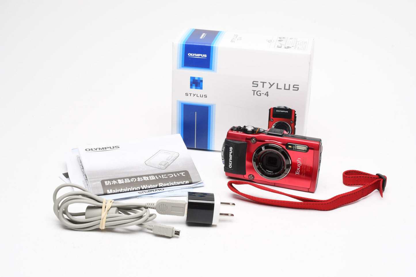 Olympus Stylus TG-4 Tough 16MP Digital Point&Shoot camera, Mint-, Boxed (Red)
