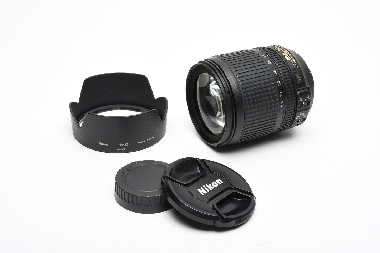 Nikon AF-S Nikkor 18-105mm F3.5-5.6G ED VR Zoom Lens, Hood + Caps, Great!