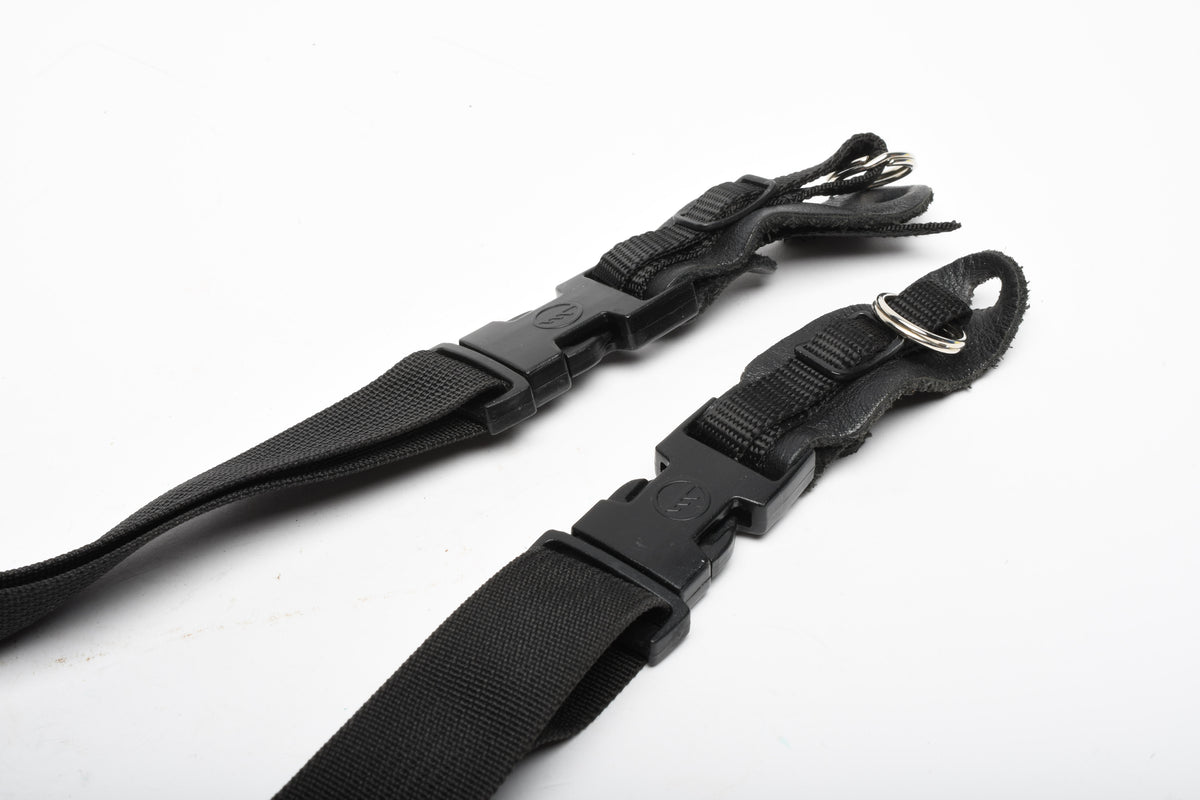 Tamrac N45 black leather foam padded quality camera strap, Clean! Quality w/QR