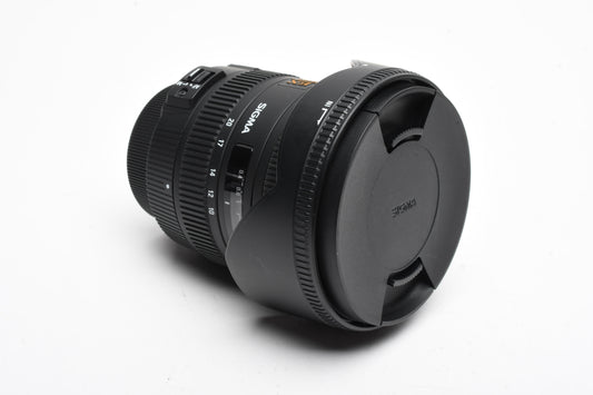 Sigma AF 10-20mm f3.5 DC HSM Wide zoom lens for Nikon, Hood+Caps