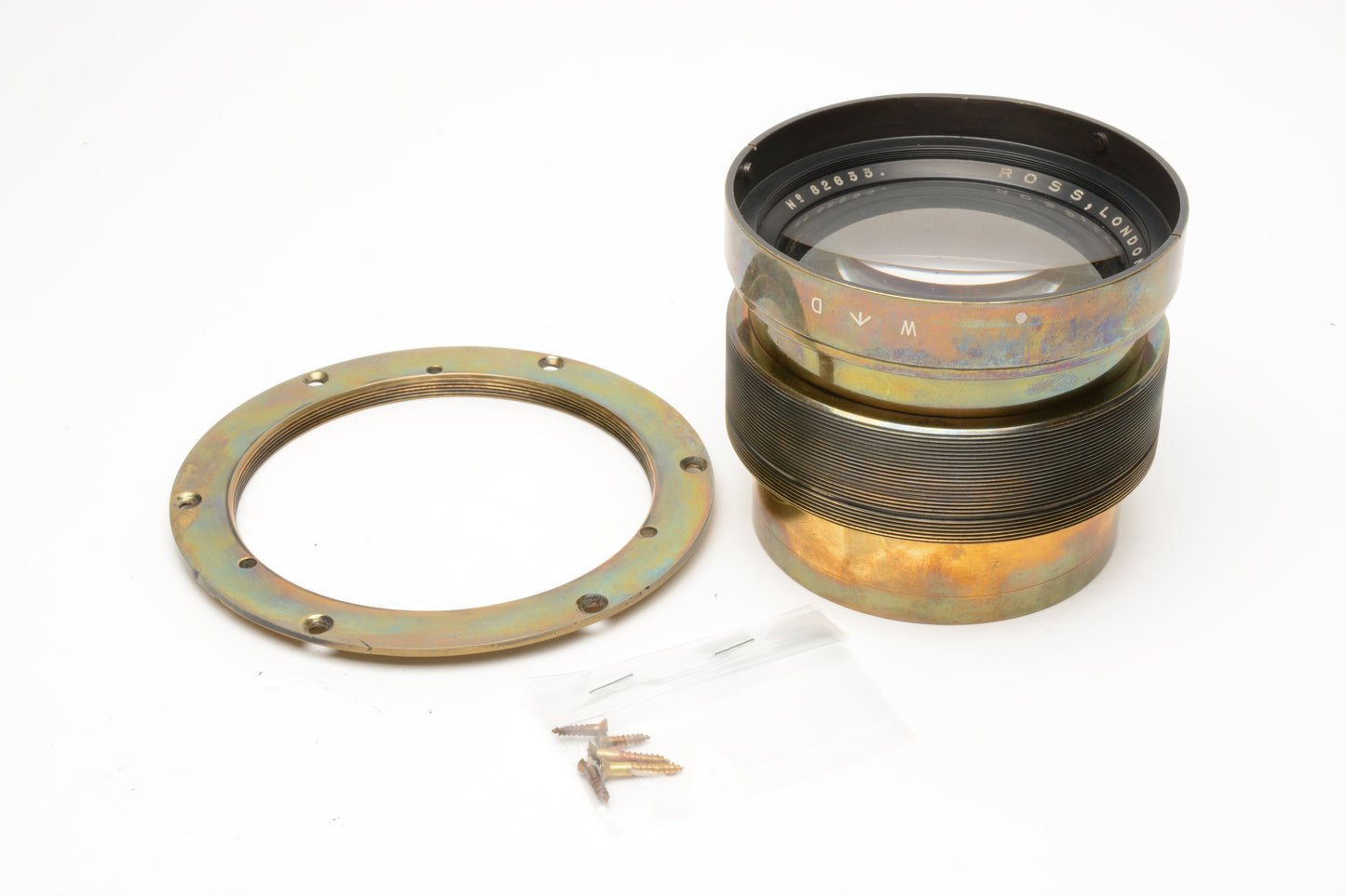Ross London 20" f6 Airo Brass Vintage lens w/collar baffle/Mount, Nice!