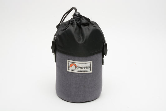 Lowepro padded lens case 6.5" x 4" string tie, Gray