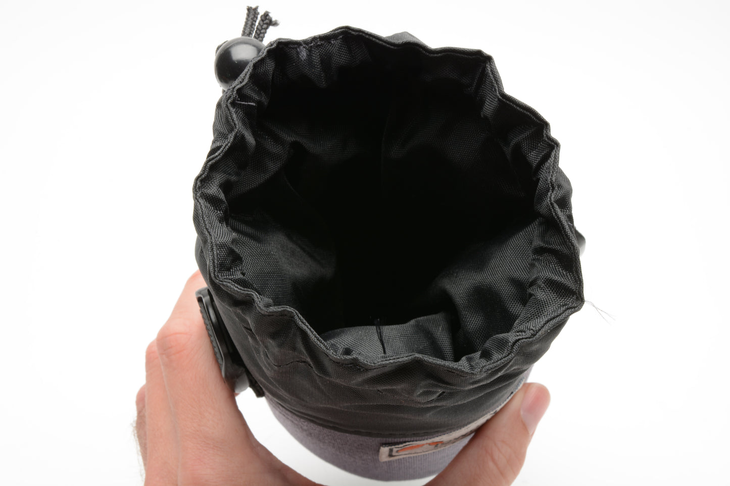 Lowepro padded lens case 6.5" x 4" string tie, Gray