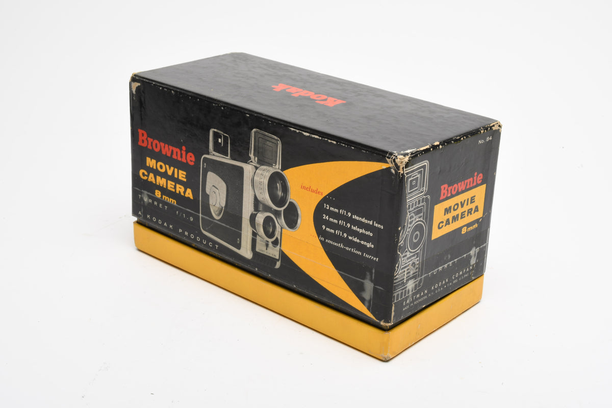 Kodak Brownie 8 movie camera turret w/3 lenses, Very clean, boxed, Collector! Vintage