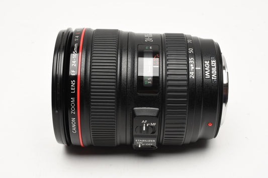 Canon EF 24-105mm f4L IS USM zoom lens, caps, UV, Pouch, tested, clean