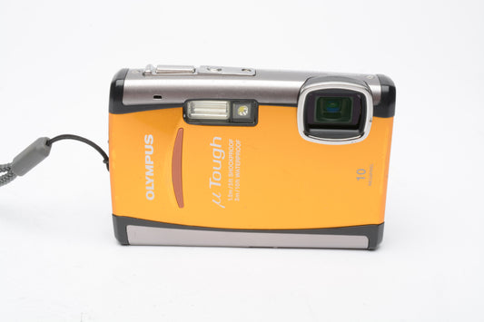 Olympus Tough 6000 Orange 10MP Digital Point&Shoot camera +case and XD card