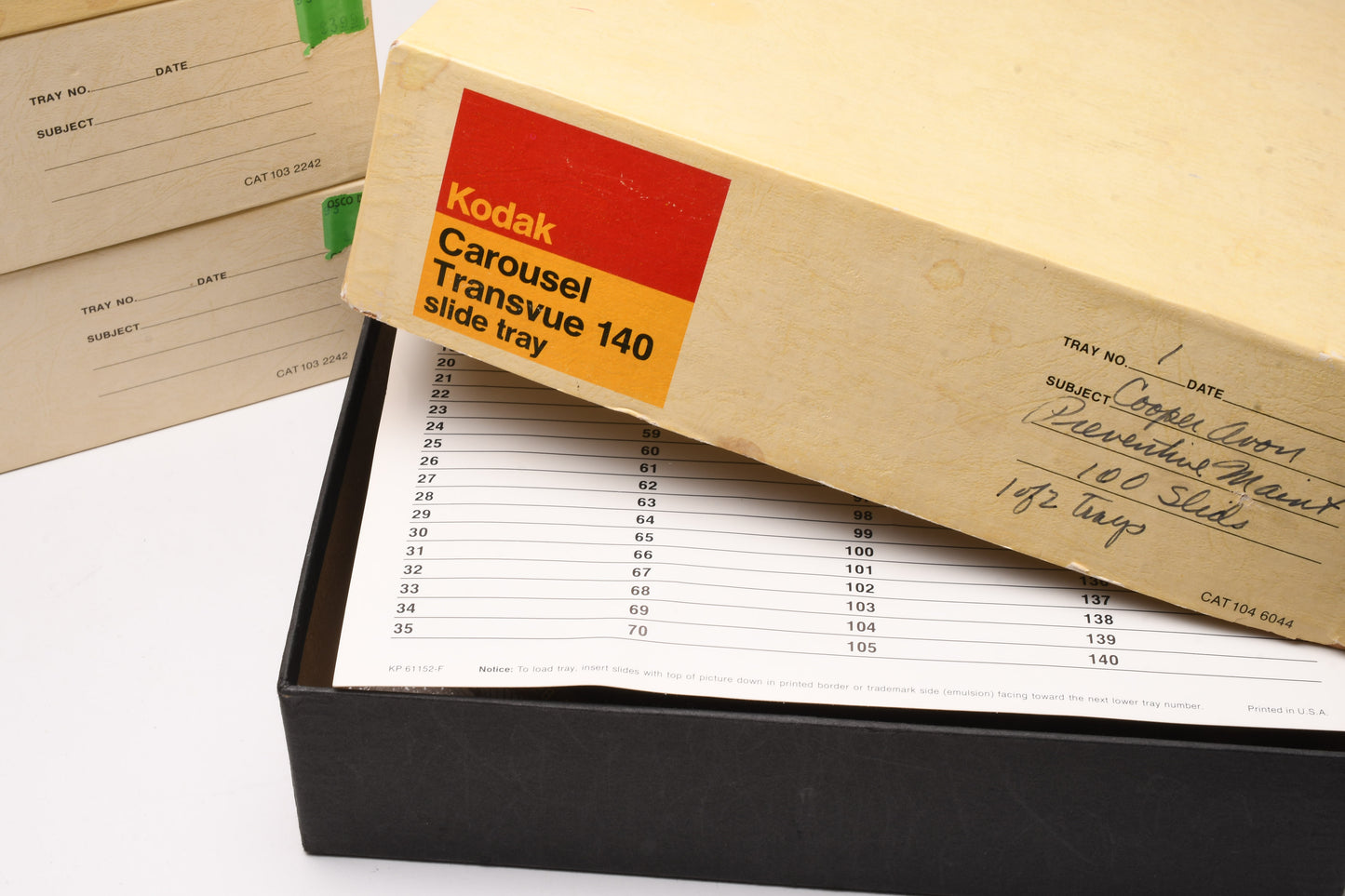 7X Kodak Carousel 140 slide trays, boxed, w/lids, clean