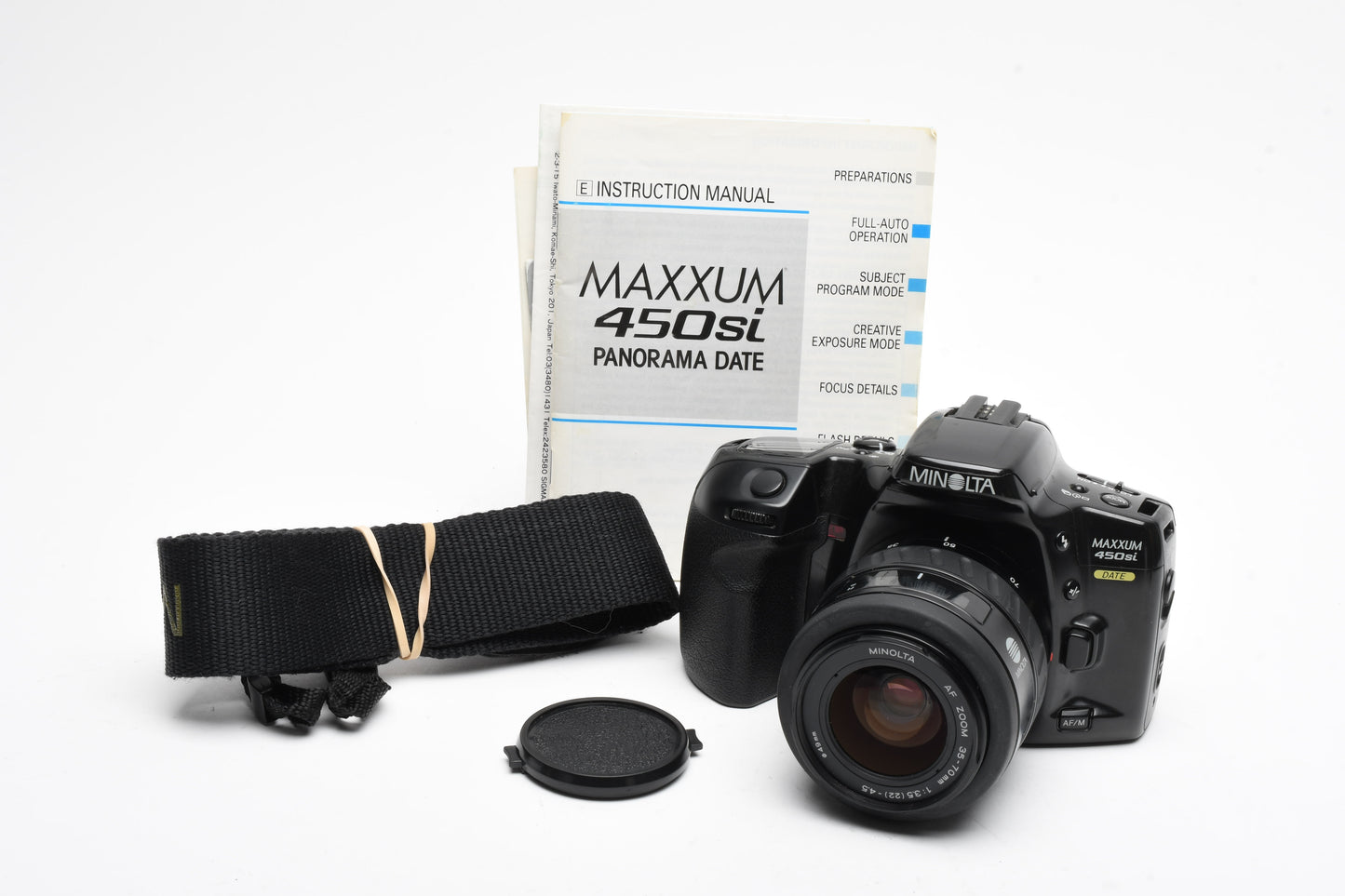 Minolta 450si Date 35mm SLR w/35-70mm f3.5-4.5, strap, tested