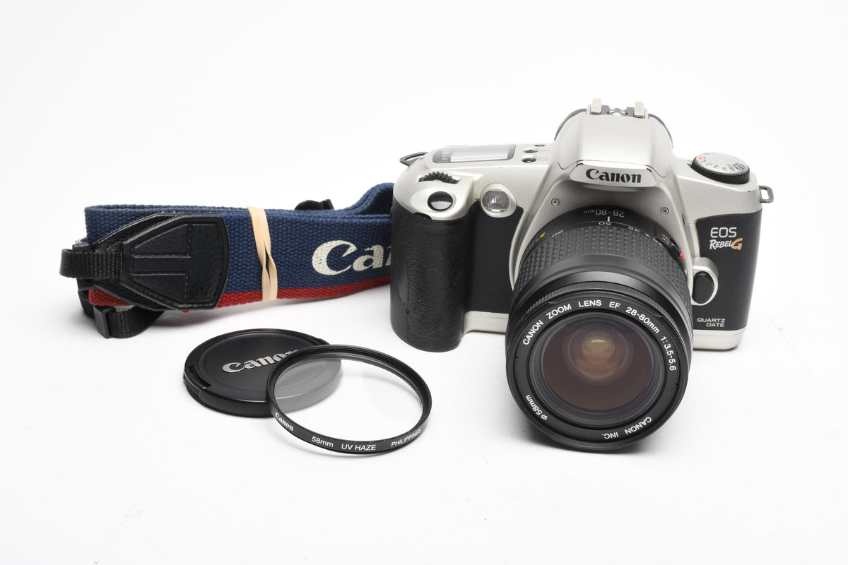 Canon EOS Rebel G 35mm SLR w/EF 28-80mm f4-5.6 III lens, Strap, UV, Great