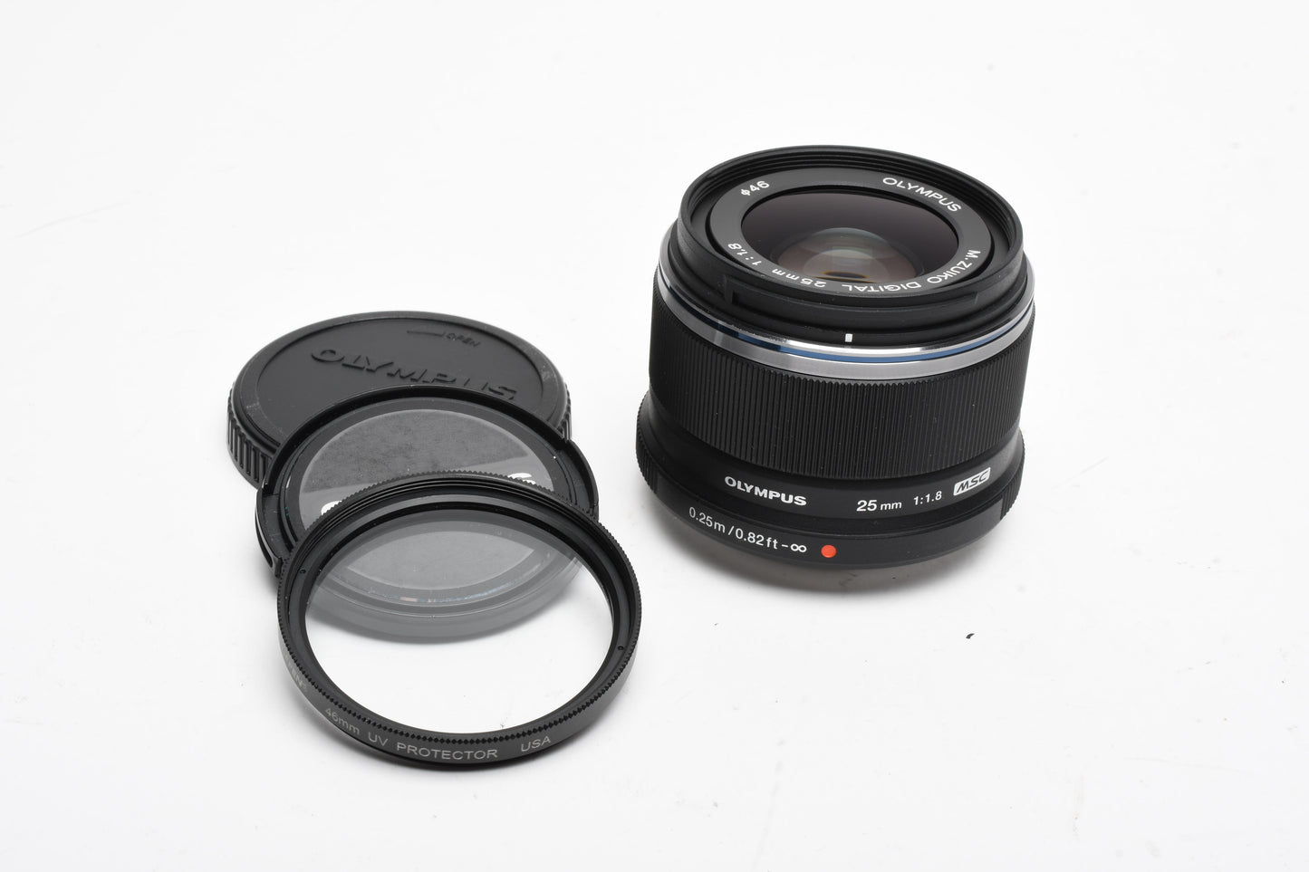 Olympus M. Zuiko Digital 25mm f1.8 Micro 4/3, Caps, UV, Mint-