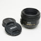 Nikon AF-S Nikkor 50mm f1.4G Lens, caps, sharp!