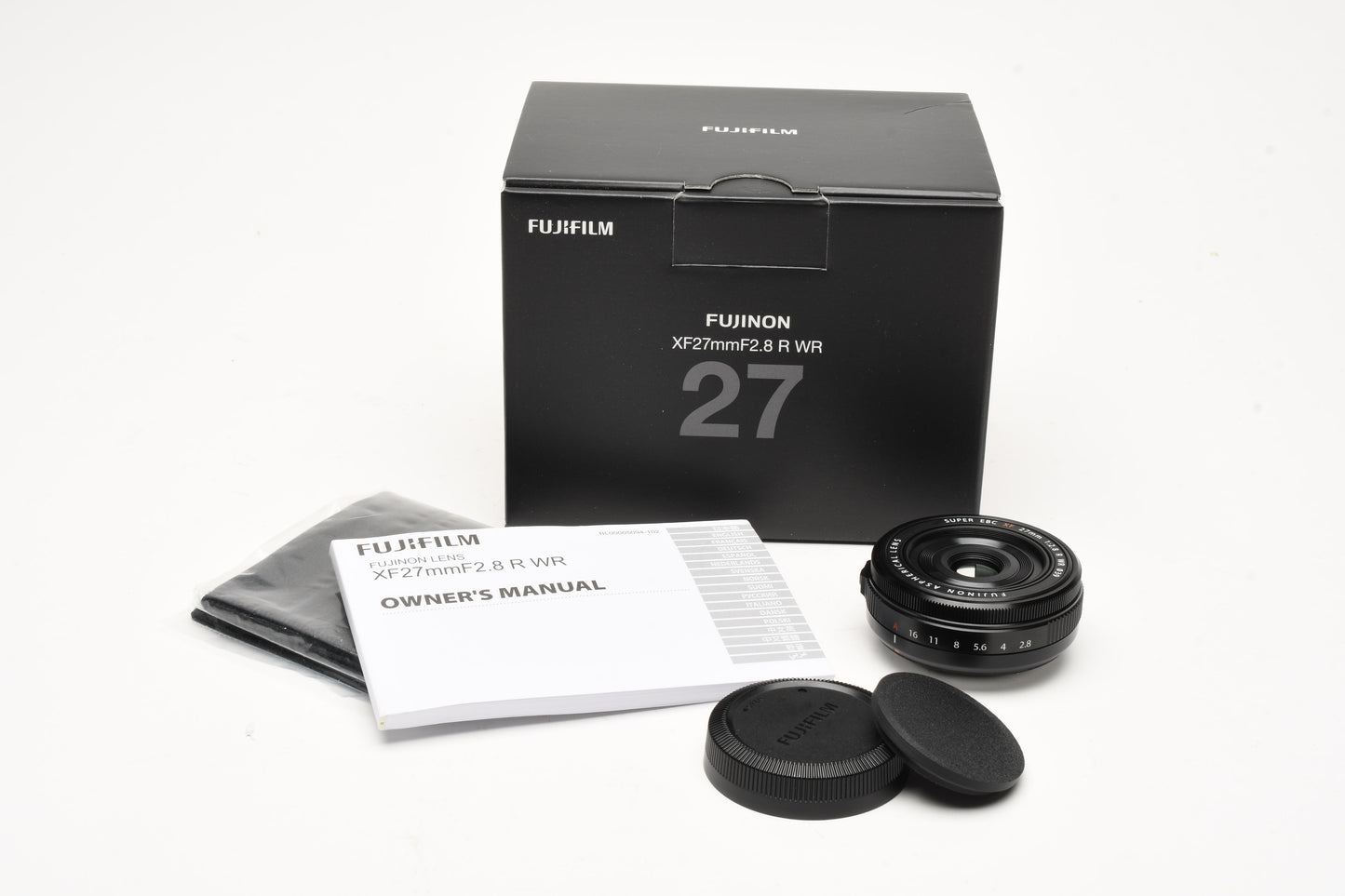 Fujinon XF 27mm f2.8 R WR lens, caps, very clean & sharp Boxed, Mint