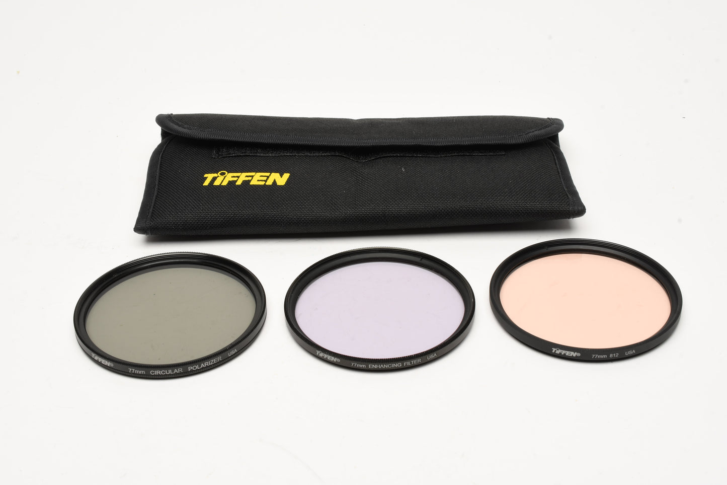Set of 3 Tiffen 77mm filters:  Enhancing + CPL + 812 Warming, Great! In Pouch