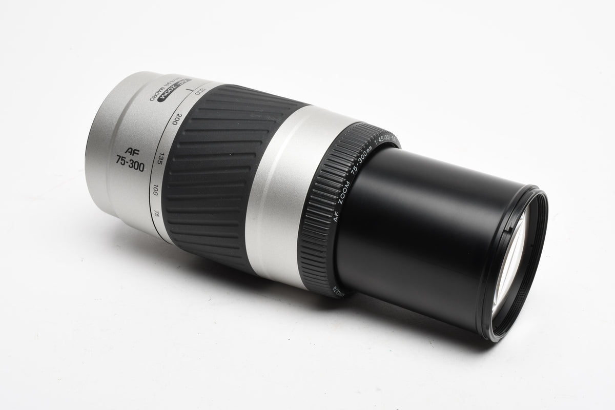 Minolta Maxxum AF 75-300mm F4.5-5.6 Macro Zoom Lens, caps, Good!