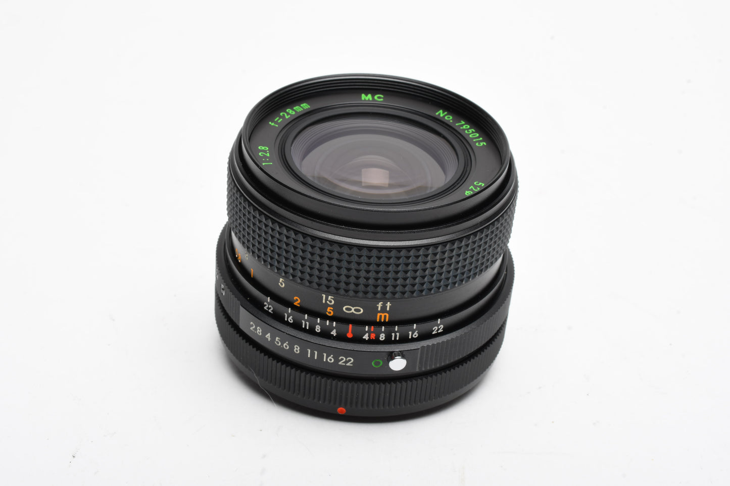 Quantaray 28mm F2.8 Canon FD Mount Lens, caps, hood, clean, great!