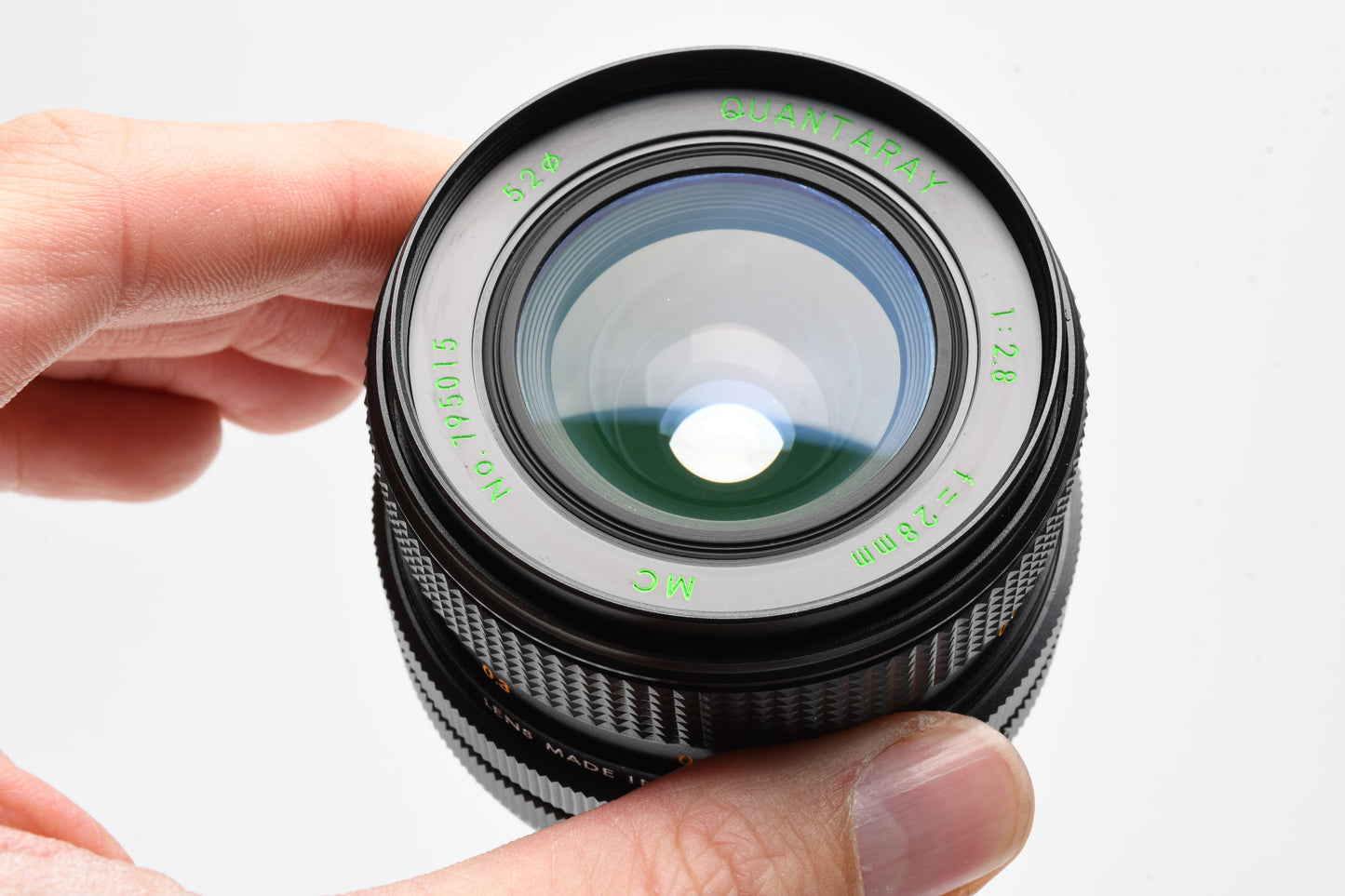 Quantaray 28mm F2.8 Canon FD Mount Lens, caps, hood, clean, great!