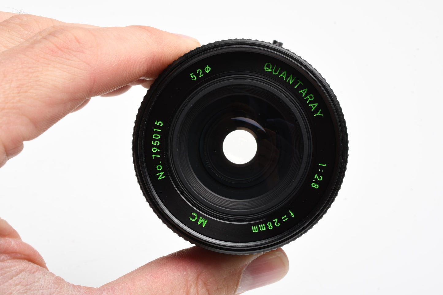 Quantaray 28mm F2.8 Canon FD Mount Lens, caps, hood, clean, great!
