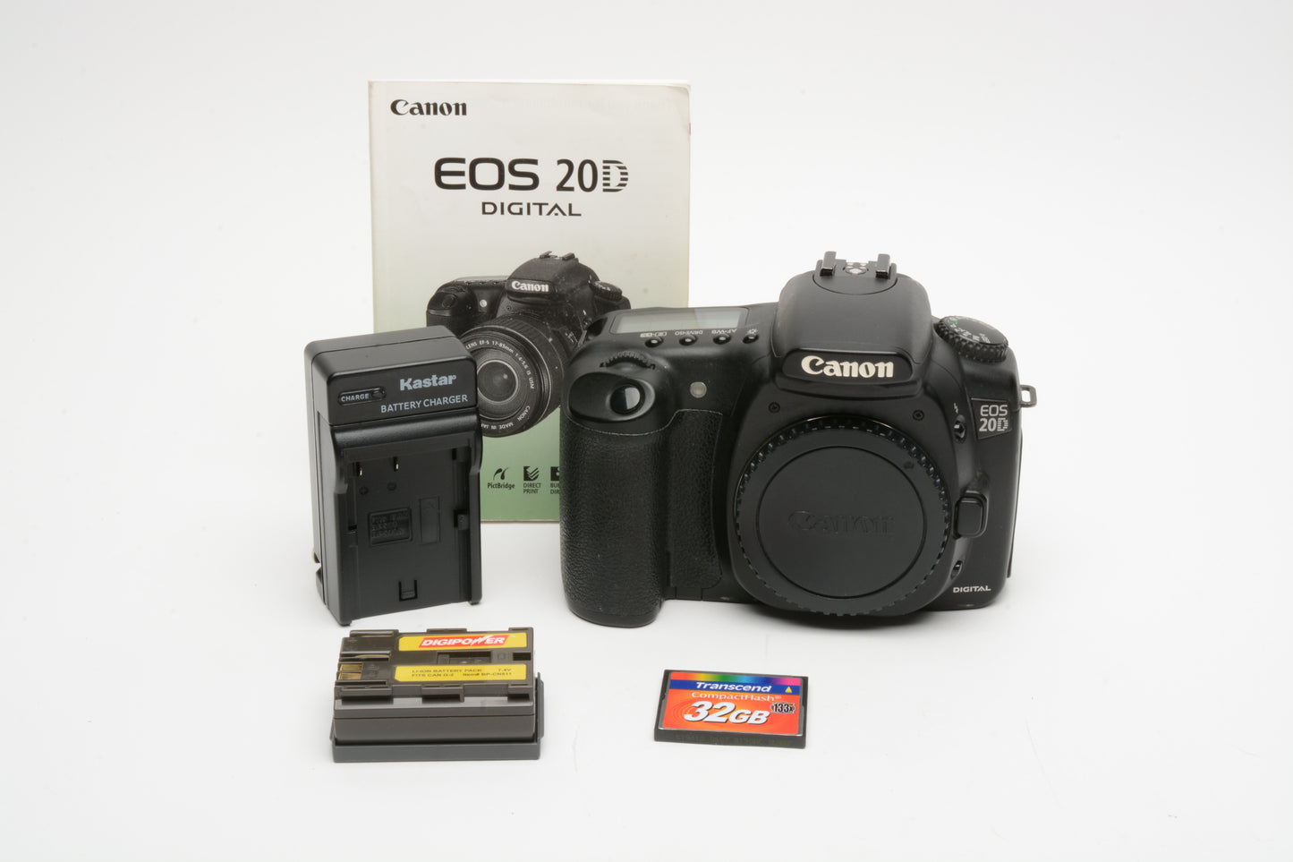 Canon EOS 20D DSLR body, batt, charger, 32GB CF card, Tested, Great body