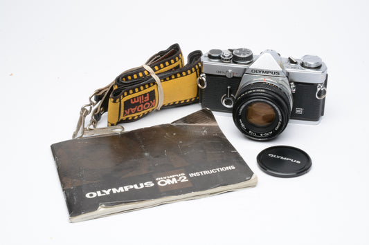 Olympus OM-2N 35mm SLR w/50mm f/1.8 Lens, New Seals!