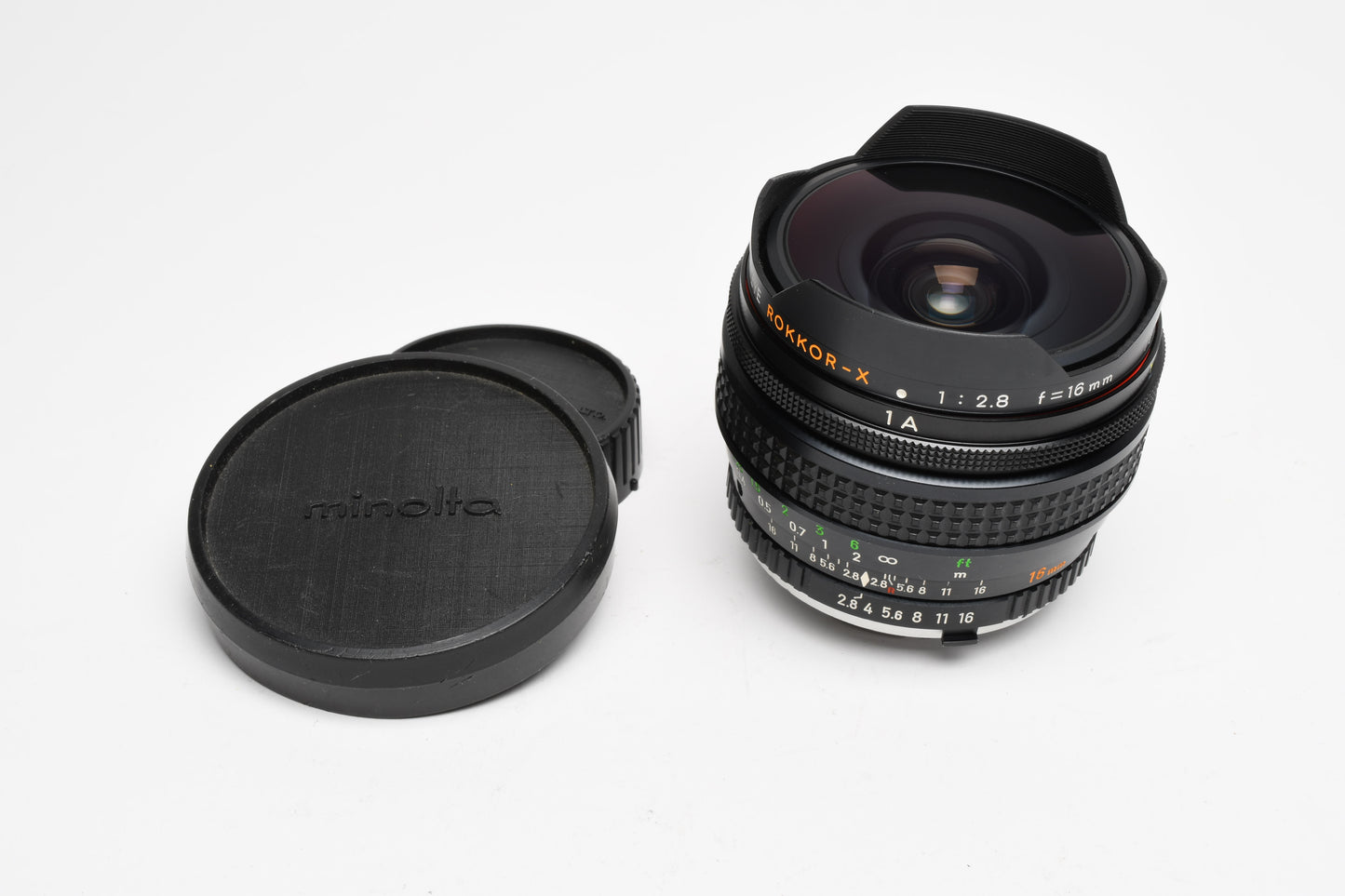 Minolta MC Fisheye Rokkor-X 16mm f2.8 lens, Barely Used, Mint-