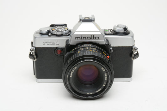 Minolta XG-1 35mm SLR w/MD 50mm F2 lens, New seals, tested, Great!