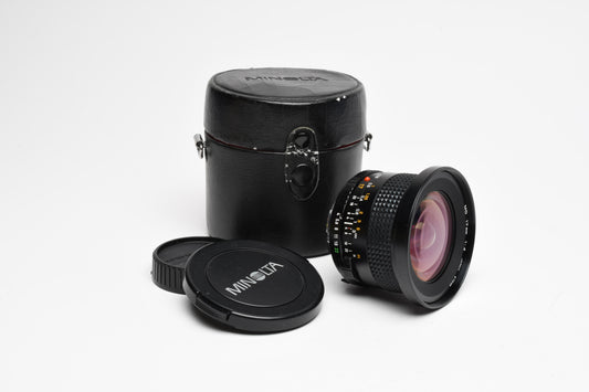 Minolta MD 17mm f4 lens w/Case, Barely Used, Mint-