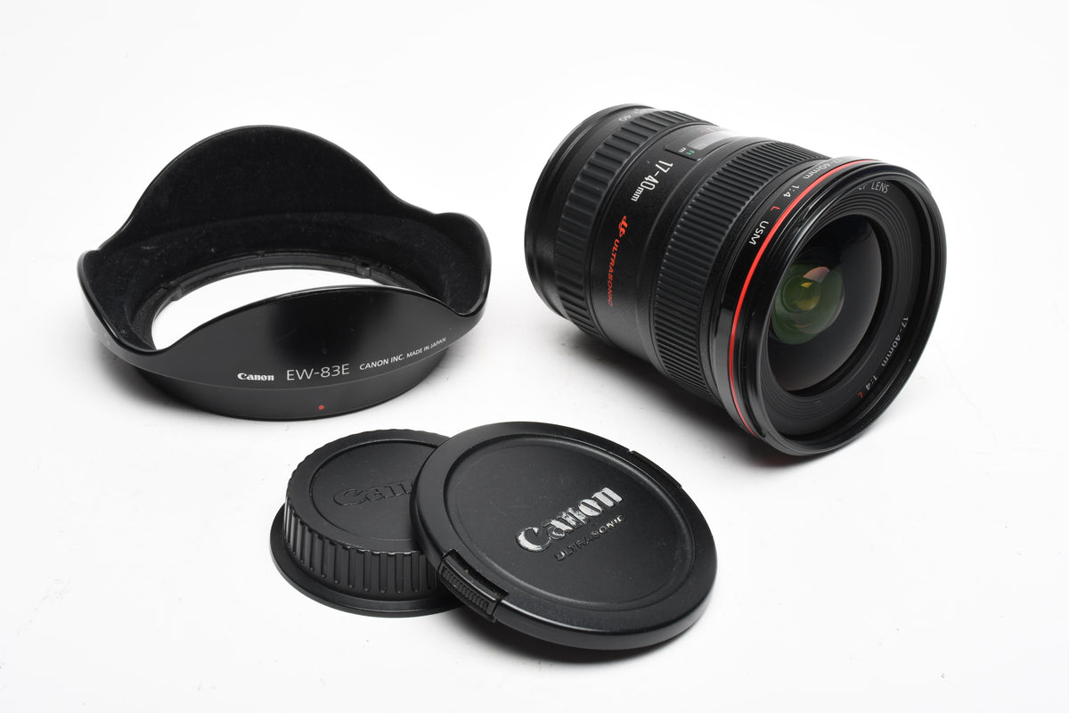 Canon EF 17-40mm f4L, Very clean & sharp! w/Hood + Caps