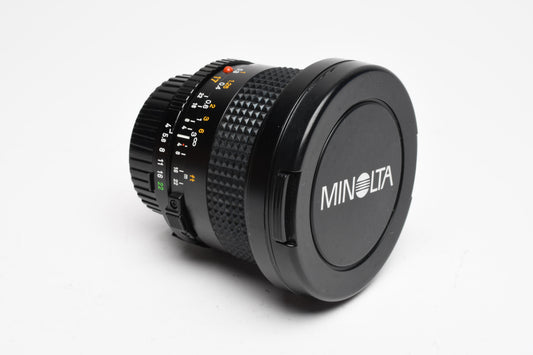 Minolta MD 17mm f4 lens w/Case, Barely Used, Mint-