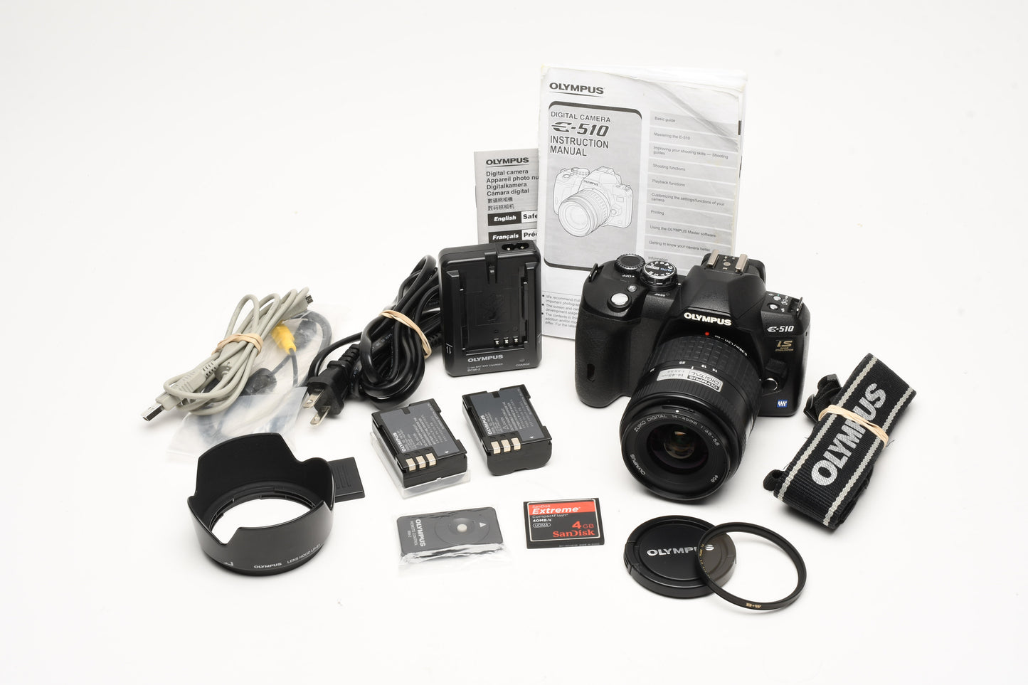 Olympus E510 IS 4/3 Camera w/14-45mm f3.5-5.6 zoom, 2Batts, CF, Great!