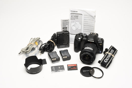 Olympus E510 IS 4/3 Camera w/14-45mm f3.5-5.6 zoom, 2Batts, CF, Great!