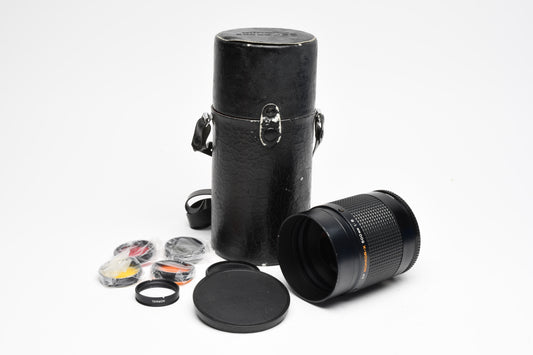 Minolta RF Rokkor-X 500mm f8 Reflex lens, filters, case, Great!