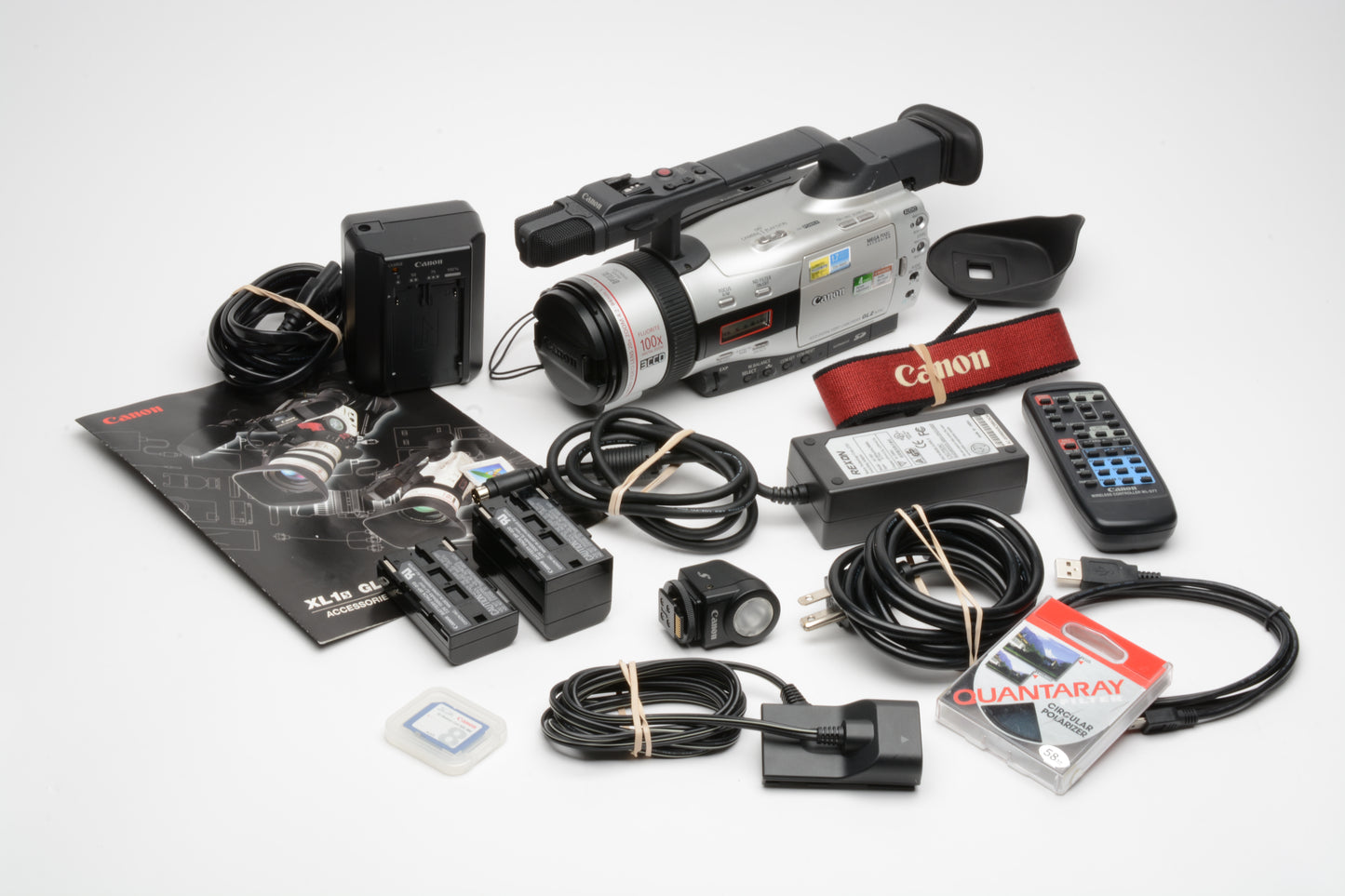 Canon GL2 Mini DV Camcorder bundle, 2batts, charger, AC, flash, remote, tested, Great!