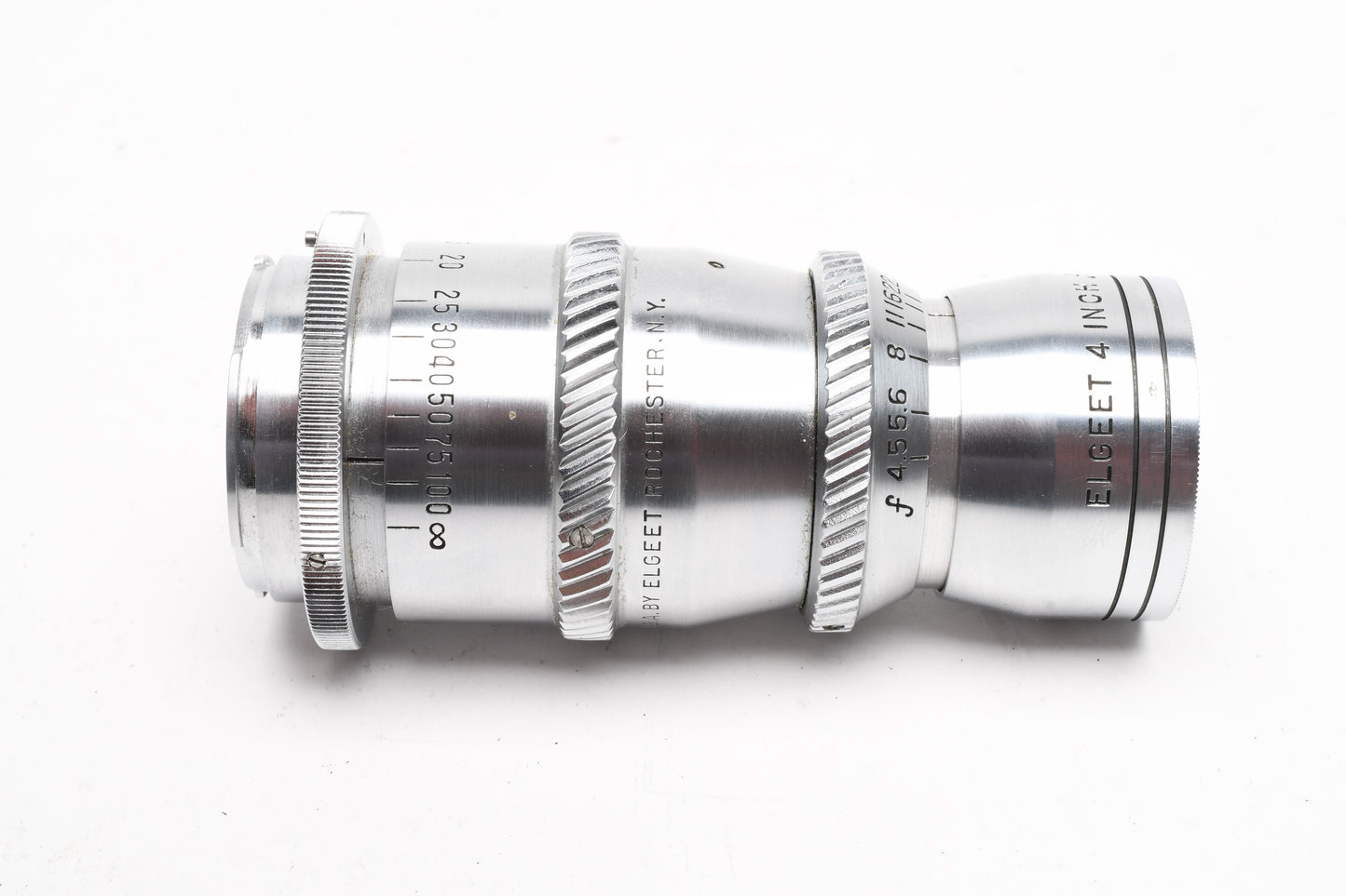 Elgeet 4" f4.5 Min-Tel D Mount lens in case