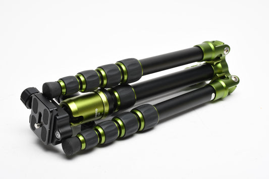 MeFoto BackPacker A0350 Aluminum Travel Tripod Green W/ Q0 Ball Head, Case+QR Plate