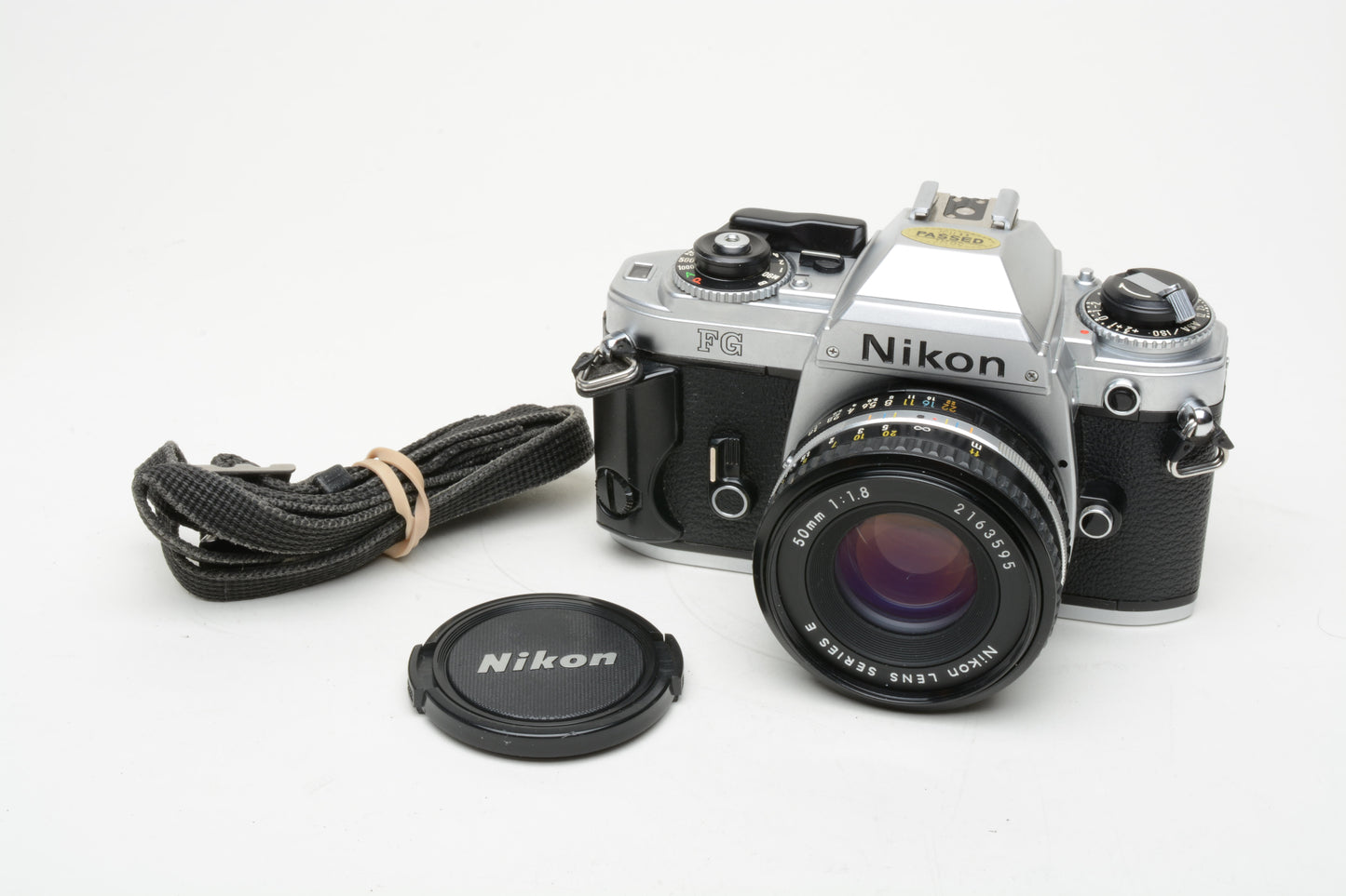 Nikon FG 35mm SLR w/Nikon E 50mm f1.8 lens, grip, New seals, Nice!!