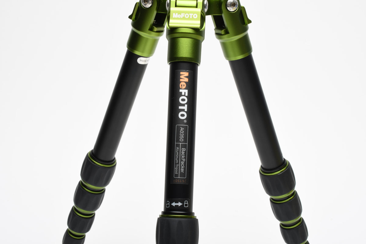 MeFoto BackPacker A0350 Aluminum Travel Tripod Green W/ Q0 Ball Head, Case+QR Plate