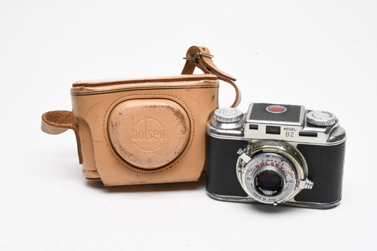 Bolsey Model B2 35mm camera w/44mm f3.2 lens, case, for Parts/Repair