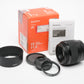 Sony 50mm f1.8 FE SEL50f18F Prime lens, caps+hood+UV, Boxed, Mint