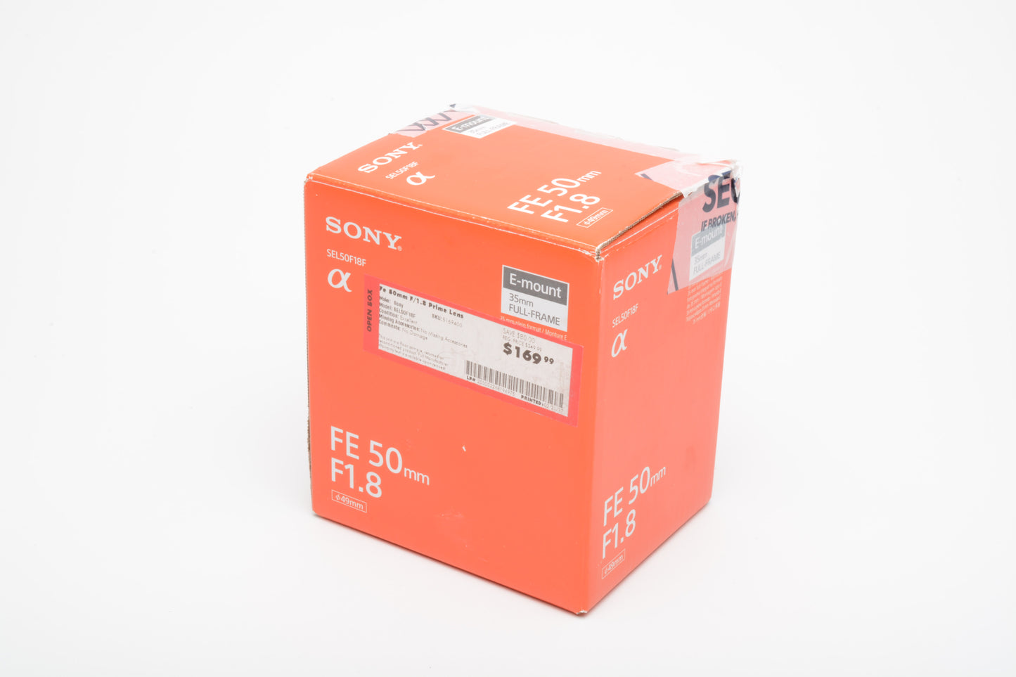 Sony 50mm f1.8 FE SEL50f18F Prime lens, caps+hood+UV, Boxed, Mint